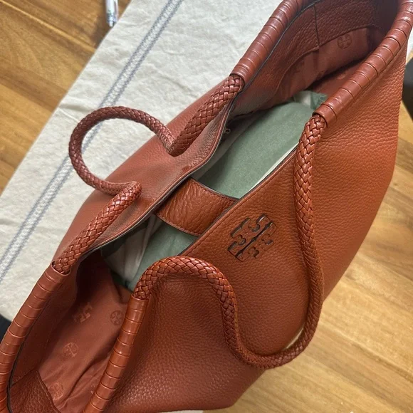 Tory Burch Taylor Desert Spice Rust Sienna Pebbled Leather Tote Bag - Picture 2 of 8